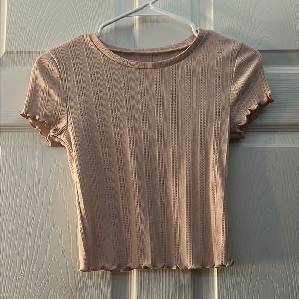 Tannish Pink Ribbed Women's Top